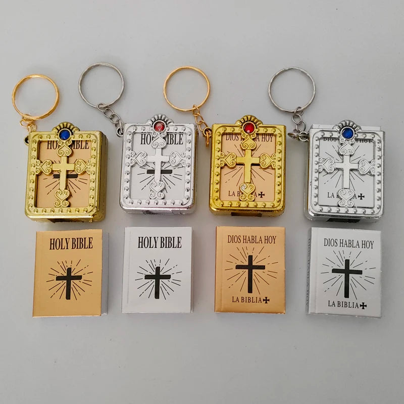 10 Pieces Gold Silver English Mini Holy Bible Spanish Dios Habla Hoy For Kids Baptism and Holy Communion Party Guests Small Gift