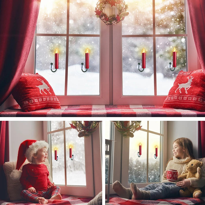 10PCS Led Candles For Christmas Tree Decoration With Timer Remote Flickering Flame Birthday New Year Gift Home Decor Candle Lamp