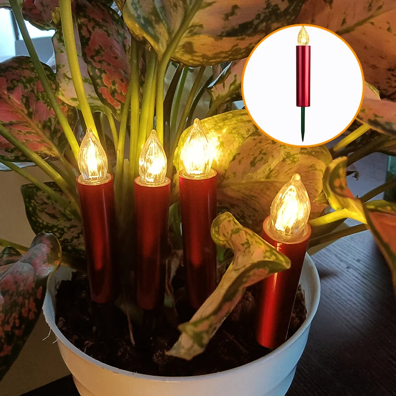 10PCS Led Candles For Christmas Tree Decoration With Timer Remote Flickering Flame Birthday New Year Gift Home Decor Candle Lamp