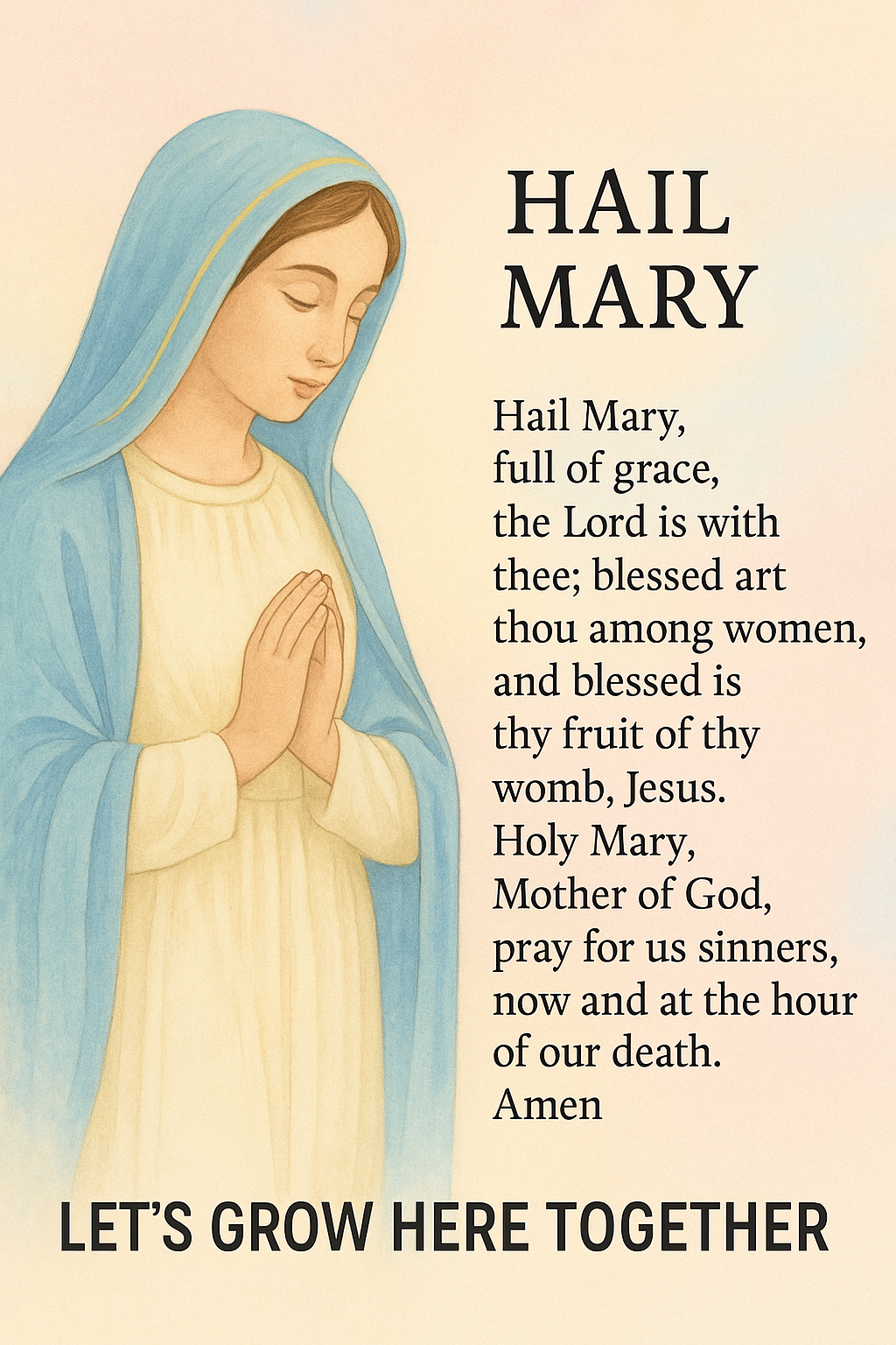 Printable: Hail Mary prayer + Reflection space and Rosary Tracker  – 2 Page Set.