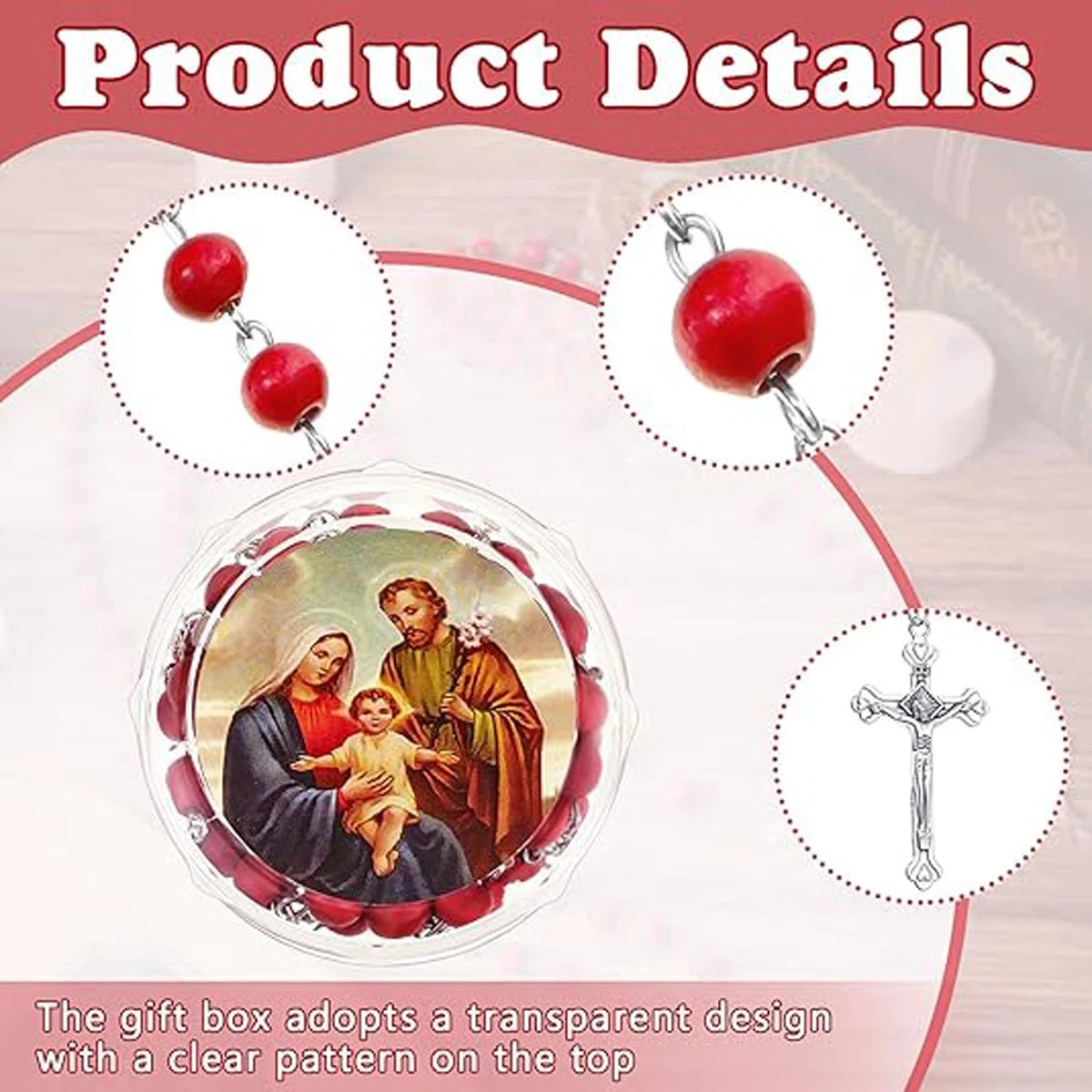 12 Pcs Catholic Rosaries Necklaces Wooden Beads  Religious Rosary Gifts Holy Rosaries with Gift Boxes for Prayer Men Women