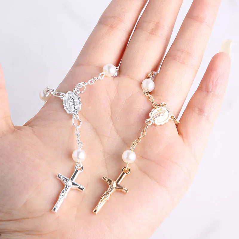 10-100pcs Mini Rosaries Memories for Baptism Catholic Communion Cross Mini Rosary Bracelet Bead for Baptism Favors Christening