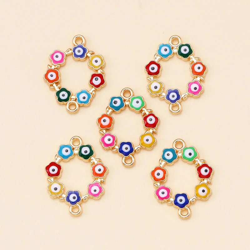 10Pcs Classic Enamel Miraculous Medal Virgin Mary Catholic Holy Charm Gold Plated Pendant Diy Necklace Jewelry Accessories