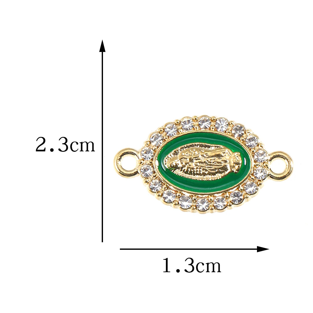 10Pcs Classic Enamel Miraculous Medal Virgin Mary Catholic Holy Charm Gold Plated Pendant Diy Necklace Jewelry Accessories