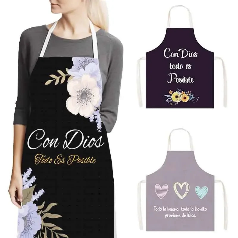 Christian Gift Bible Verse Print Kitchen Apron Women Cooking Apron for Nail Salons BBQ Chef Waiter Home Cleaning Tool Pinafore