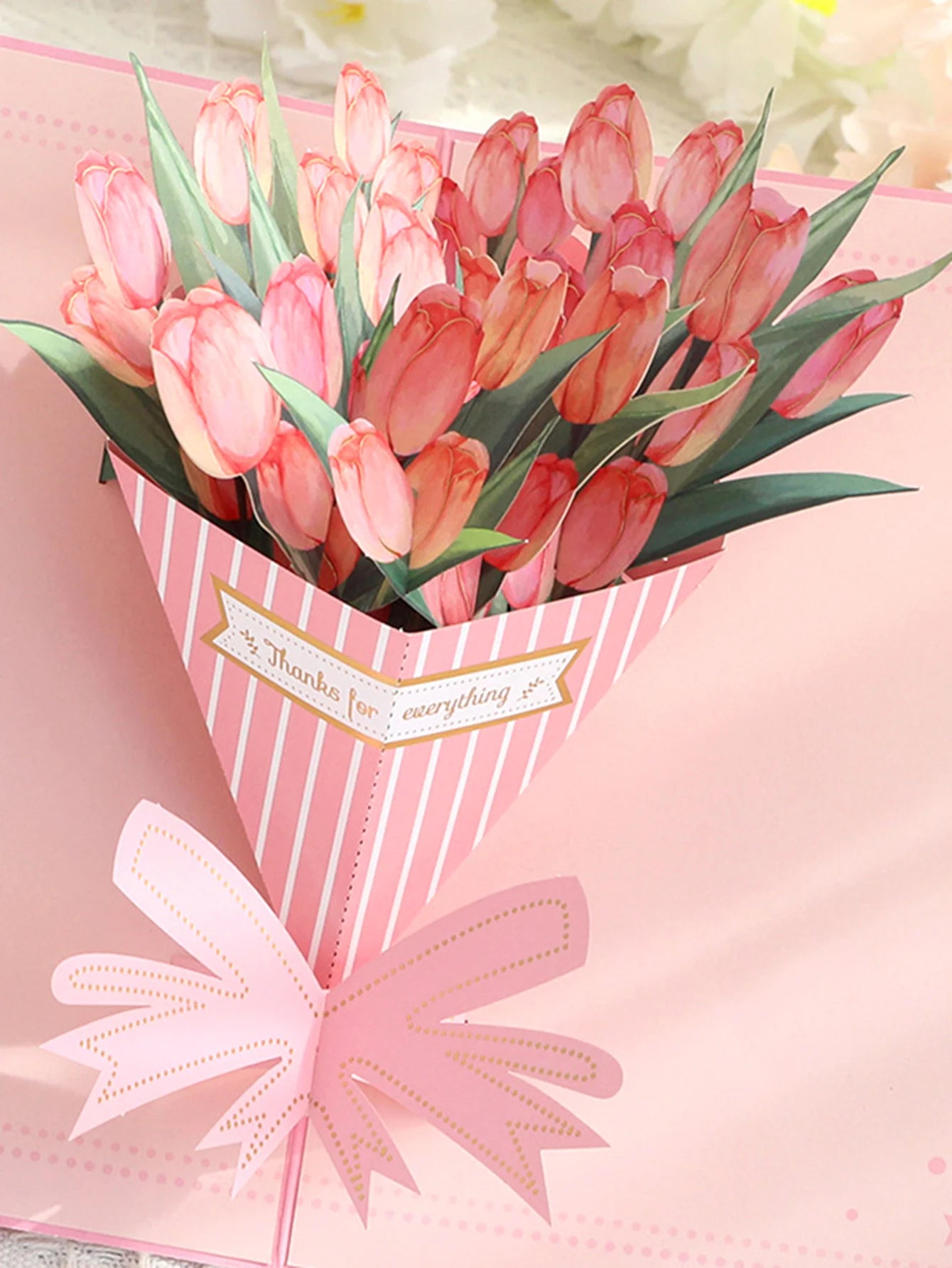 1 Tulip Bouquet Mother's Day Greeting Card, Beautiful Greeting Card Holiday Gift to Expression of Gratitude to Mom (With Envelop
