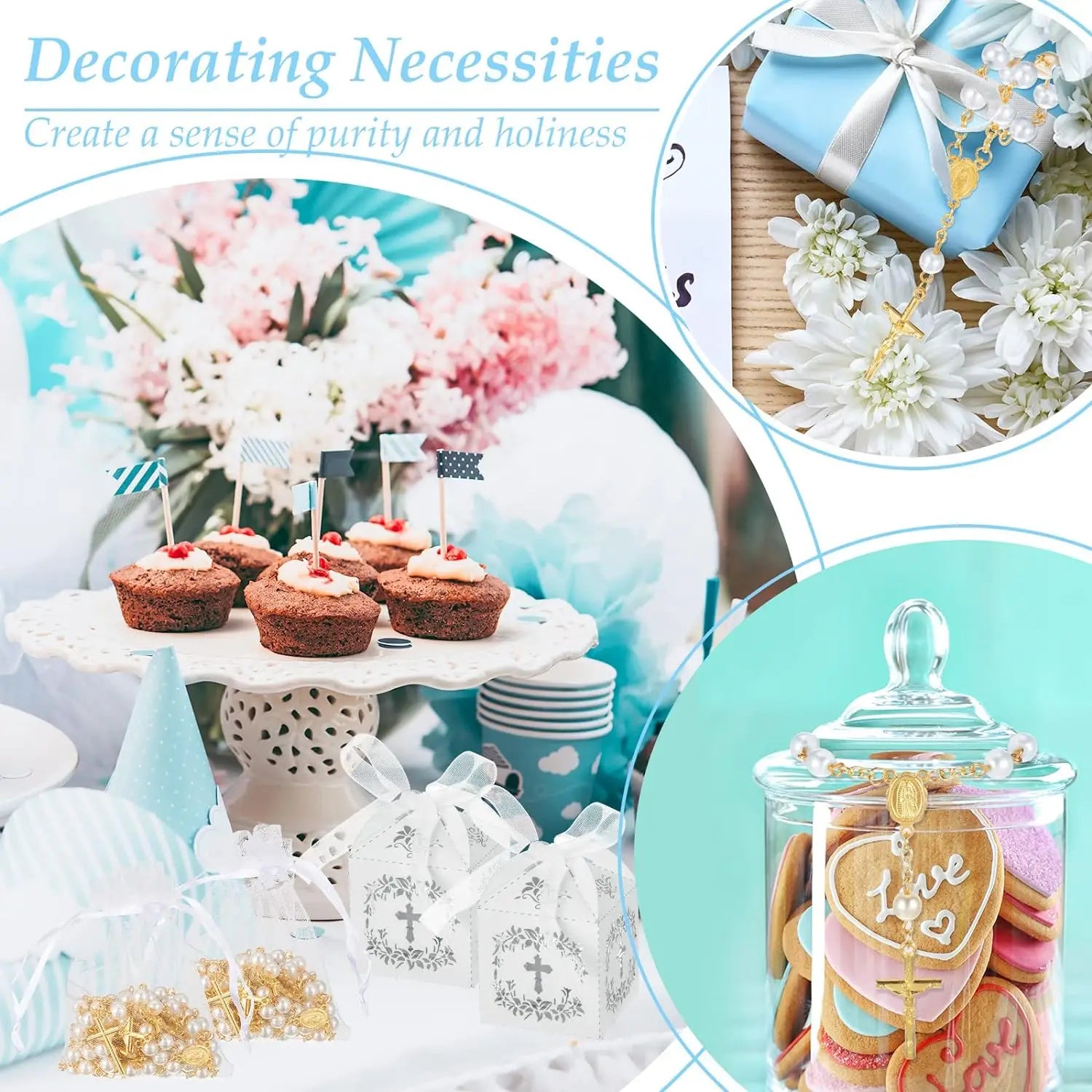 10-100pcs Mini Rosaries Memories for Baptism Catholic Communion Cross Mini Rosary Bracelet Bead for Baptism Favors Christening