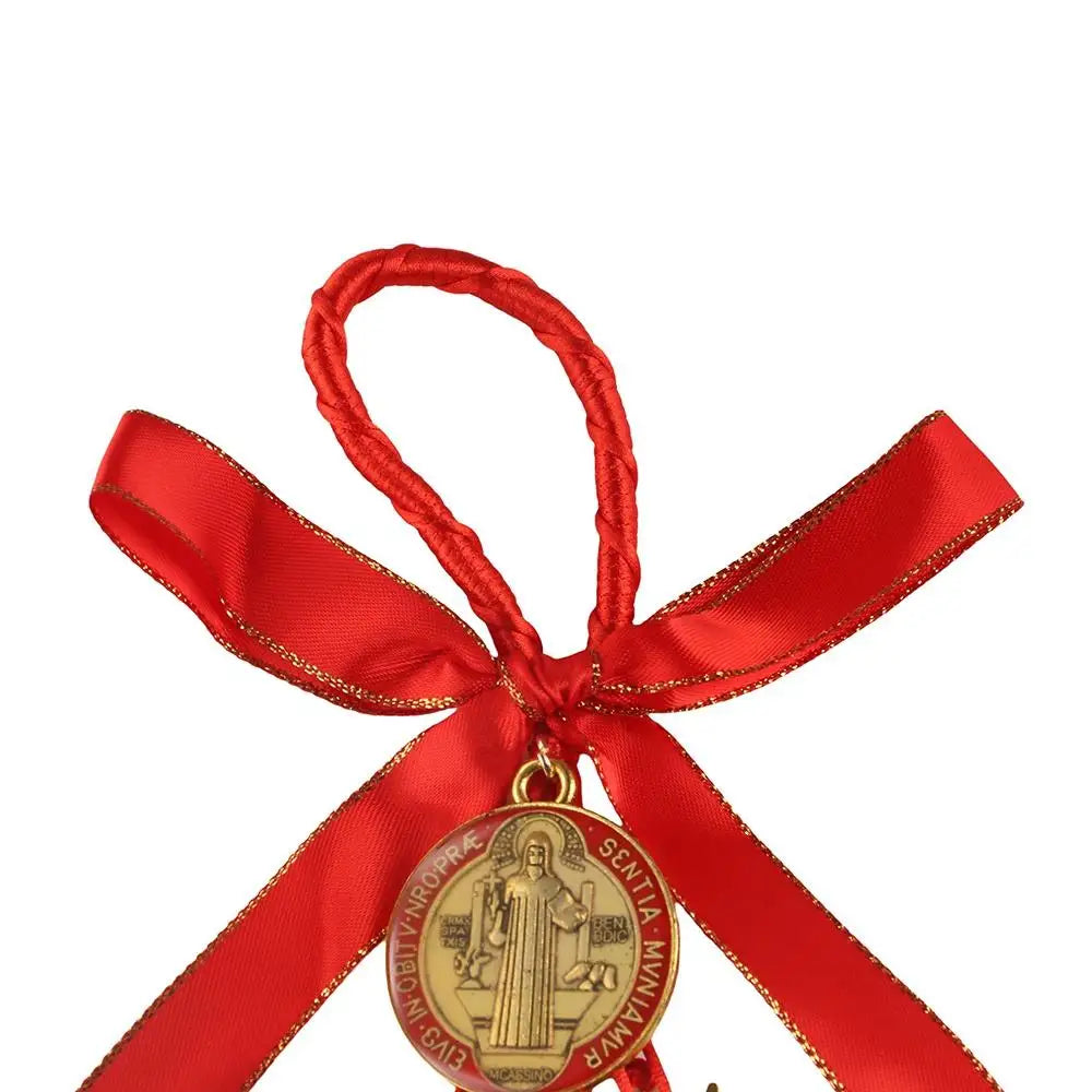 Vintage Saint Benedict Medal Pendant Blessing Prayer Catholic Hanging Ornaments Alloy Catholic San Benito Medalla Cross