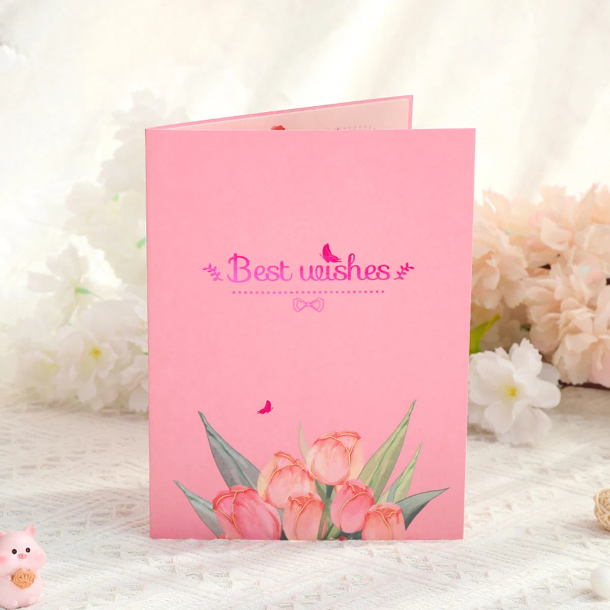 1 Tulip Bouquet Mother's Day Greeting Card, Beautiful Greeting Card Holiday Gift to Expression of Gratitude to Mom (With Envelop