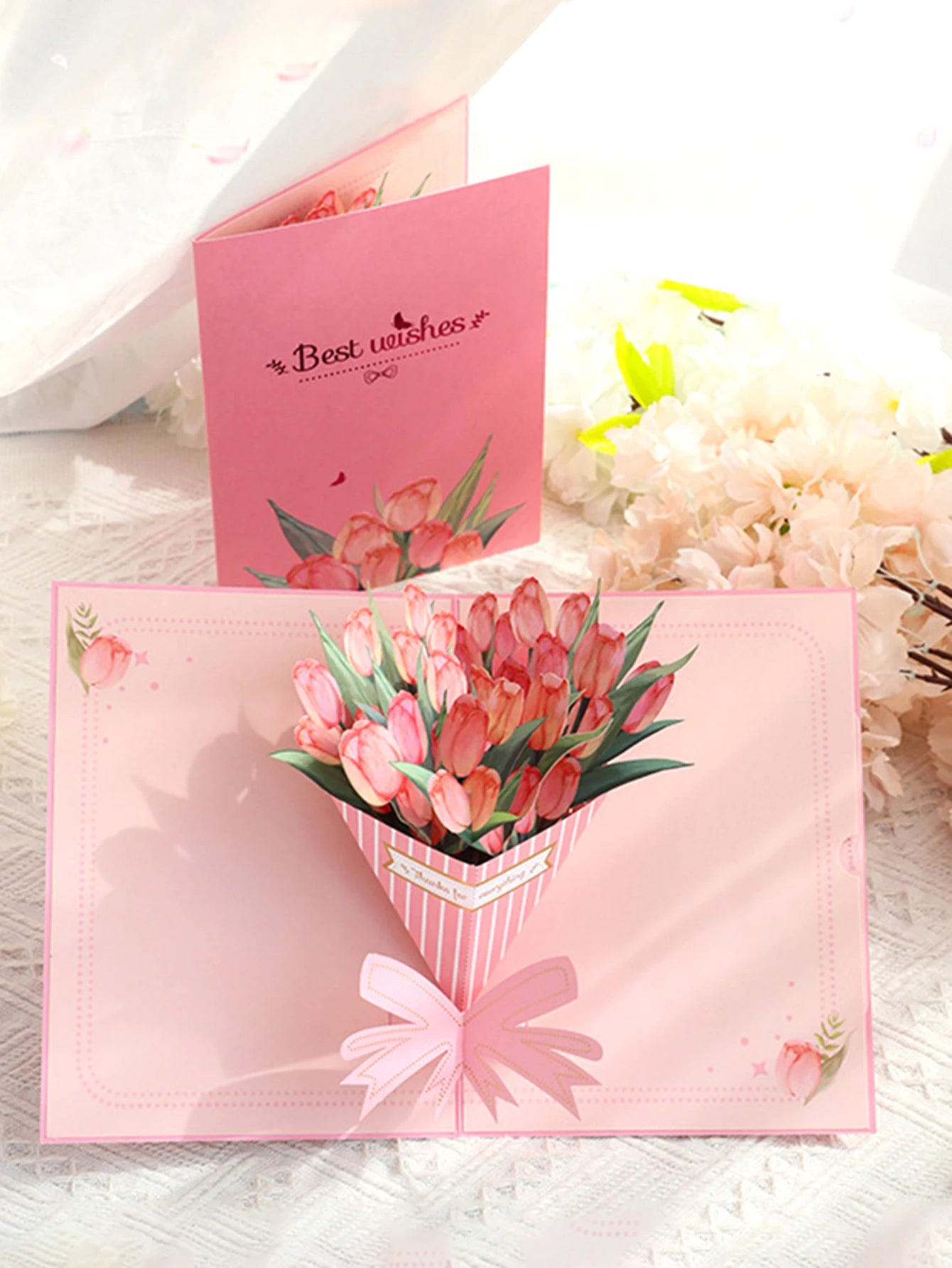 1 Tulip Bouquet Mother's Day Greeting Card, Beautiful Greeting Card Holiday Gift to Expression of Gratitude to Mom (With Envelop