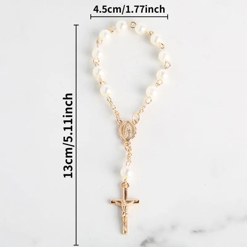 10-100pcs Mini Rosaries Memories for Baptism Catholic Communion Cross Mini Rosary Bracelet Bead for Baptism Favors Christening
