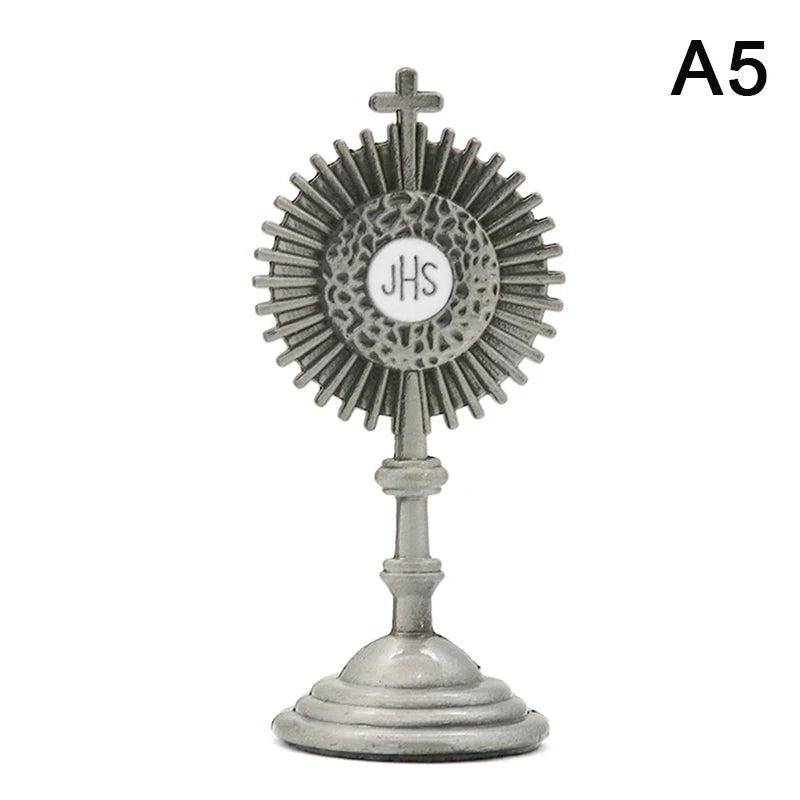 1pc Catholic Christian Communion Statue Gold Jesus Hominum Salvator Home Office Table Decoration Cross Figurine Religion Gift