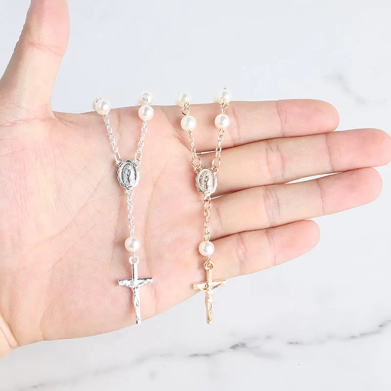 10-100pcs Mini Rosaries Memories for Baptism Catholic Communion Cross Mini Rosary Bracelet Bead for Baptism Favors Christening