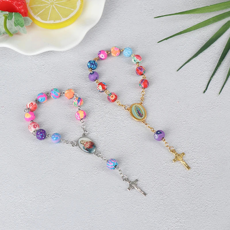 Rosary Bead Bracelet Catholic Pendant Virgin Mary Christian Religious Jewelry Centrepieces Christian Catholic Religious Jewelry