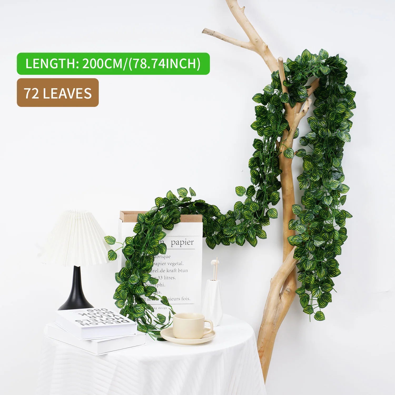 1Pc 200Cm Green Vine Silk Artificial Ivy Hanging Leaf Garland Plant Creeper Leaf Home  Wedding Garden Bathroom Decoration