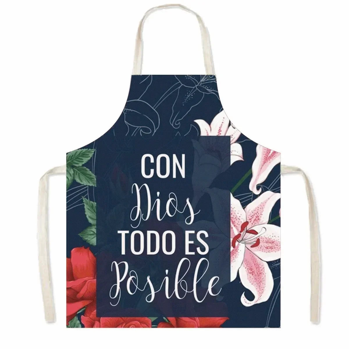Christian Gift Bible Verse Print Kitchen Apron Women Cooking Apron for Nail Salons BBQ Chef Waiter Home Cleaning Tool Pinafore