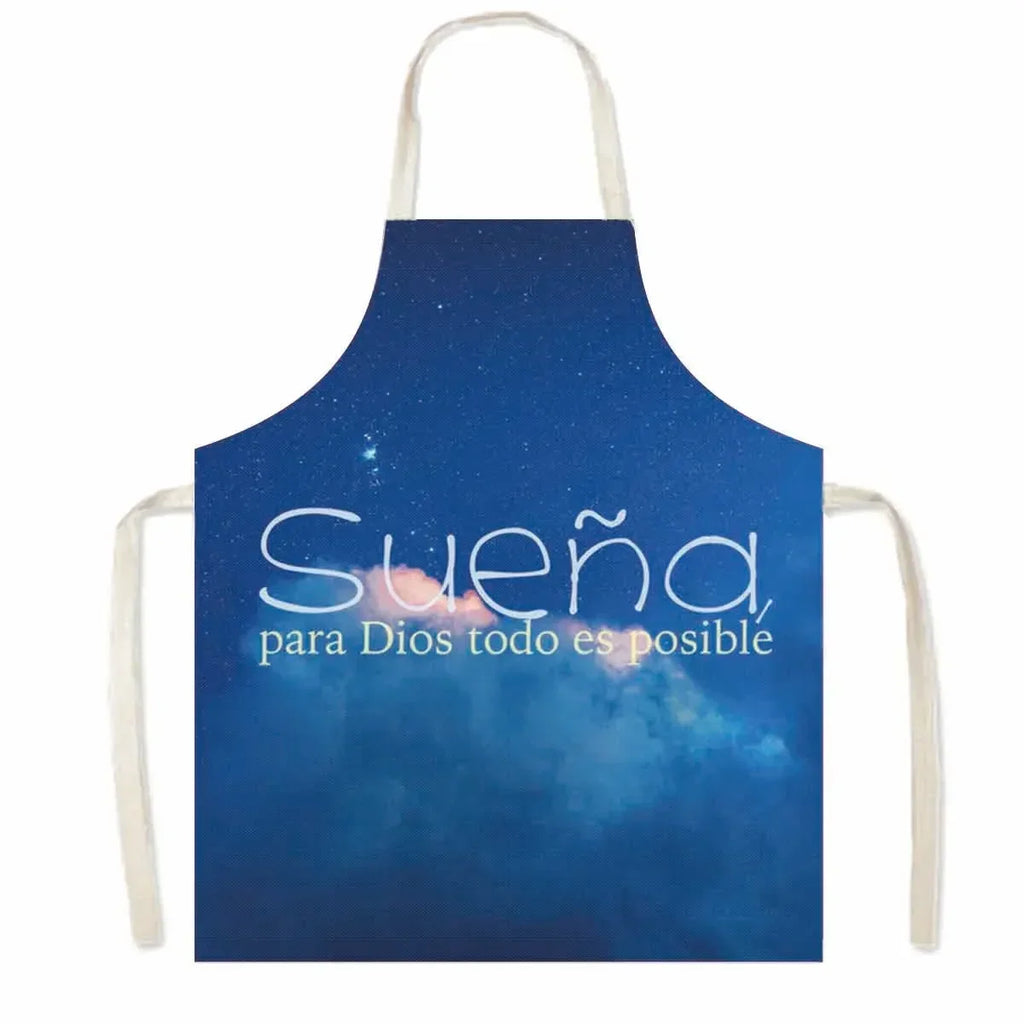 Christian Gift Bible Verse Print Kitchen Apron Women Cooking Apron for Nail Salons BBQ Chef Waiter Home Cleaning Tool Pinafore