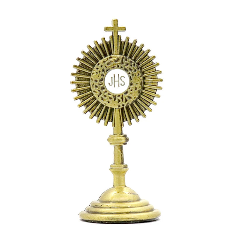 1pc Catholic Christian Communion Statue Gold Jesus Hominum Salvator Home Office Table Decoration Cross Figurine Religion Gift