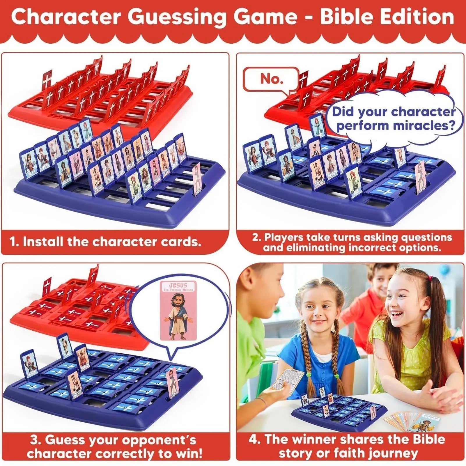 Who I Am Bible Game Study Party Toys Bible Games For Kids 24 Characters Classic Fun Travel Toys New Year Gifts For Work Offices