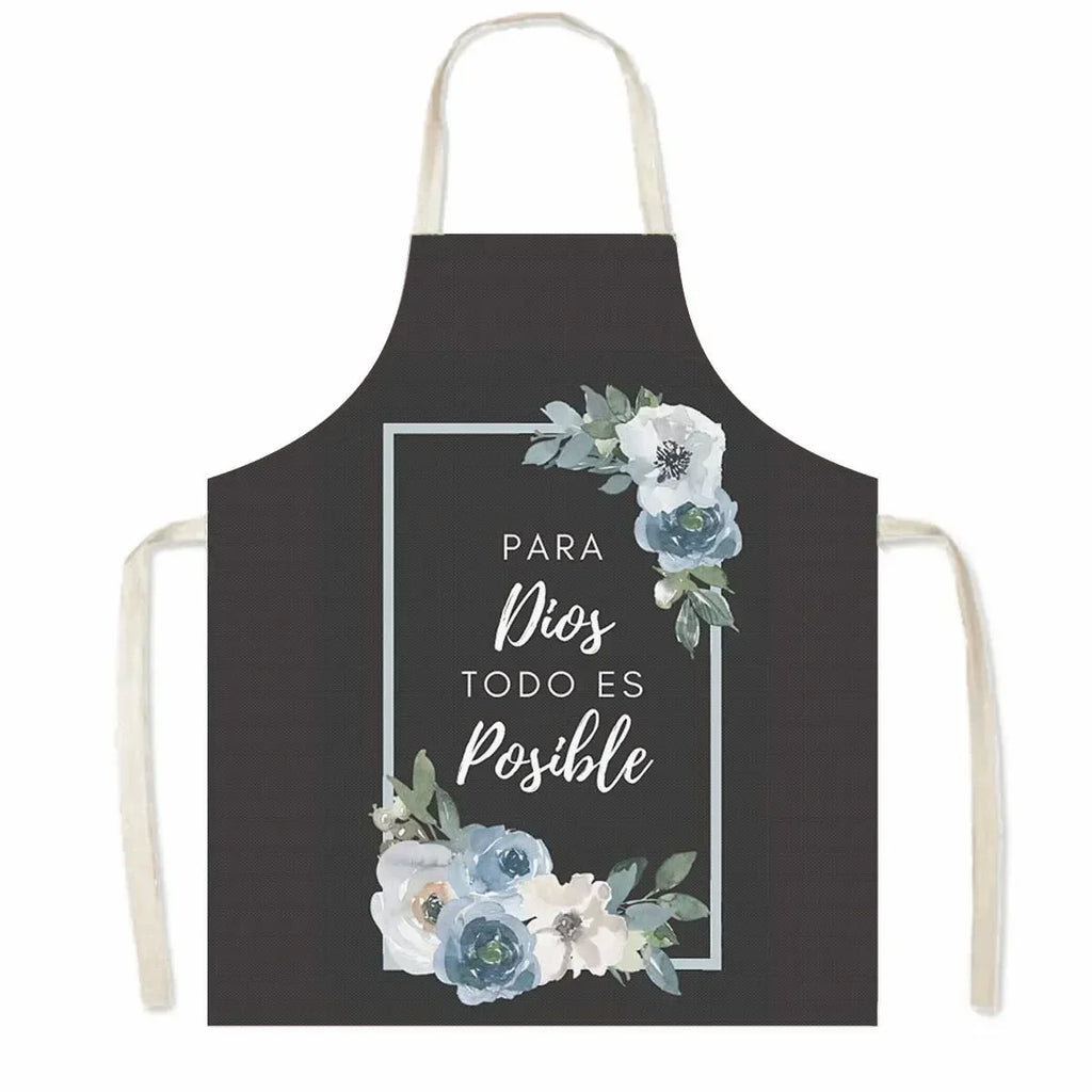 Christian Gift Bible Verse Print Kitchen Apron Women Cooking Apron for Nail Salons BBQ Chef Waiter Home Cleaning Tool Pinafore