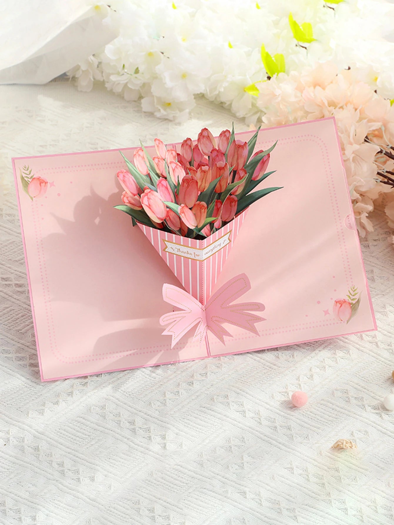 1 Tulip Bouquet Mother's Day Greeting Card, Beautiful Greeting Card Holiday Gift to Expression of Gratitude to Mom (With Envelop