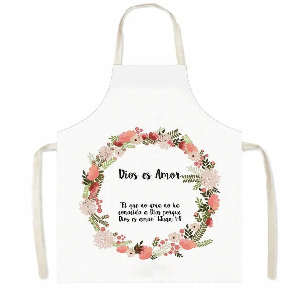 Christian Gift Bible Verse Print Kitchen Apron Women Cooking Apron for Nail Salons BBQ Chef Waiter Home Cleaning Tool Pinafore