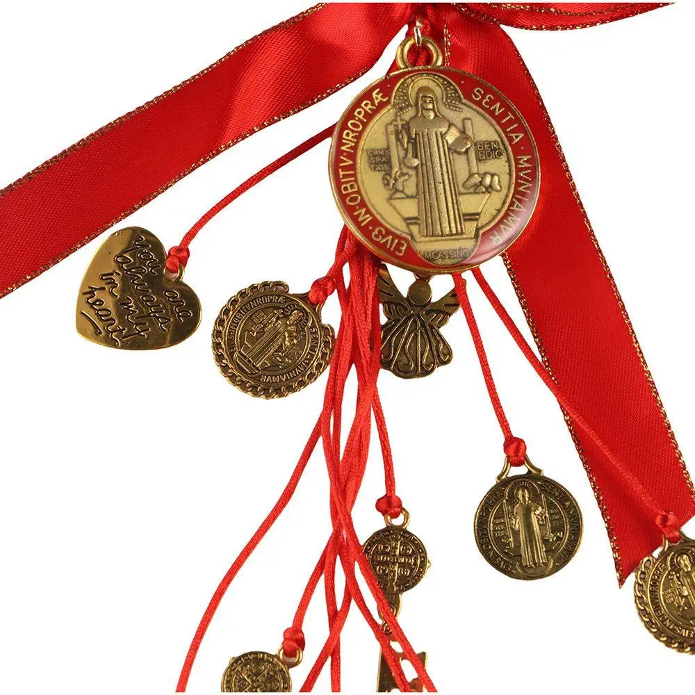 Vintage Saint Benedict Medal Pendant Blessing Prayer Catholic Hanging Ornaments Alloy Catholic San Benito Medalla Cross