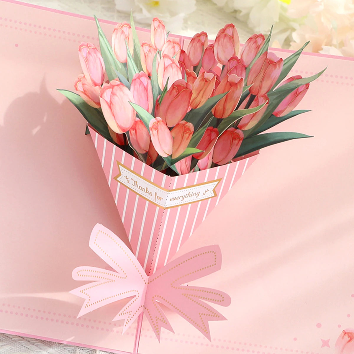 1 Tulip Bouquet Mother's Day Greeting Card, Beautiful Greeting Card Holiday Gift to Expression of Gratitude to Mom (With Envelop