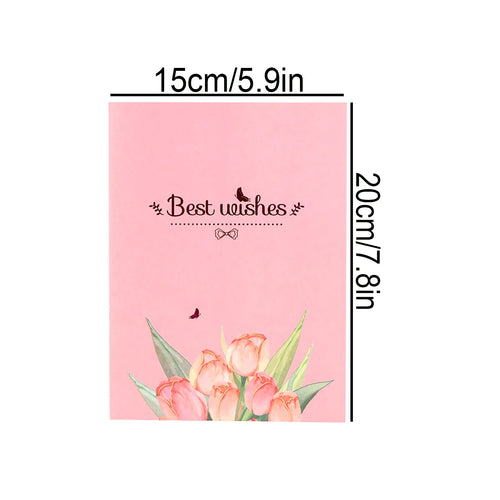 1 Tulip Bouquet Mother's Day Greeting Card, Beautiful Greeting Card Holiday Gift to Expression of Gratitude to Mom (With Envelop