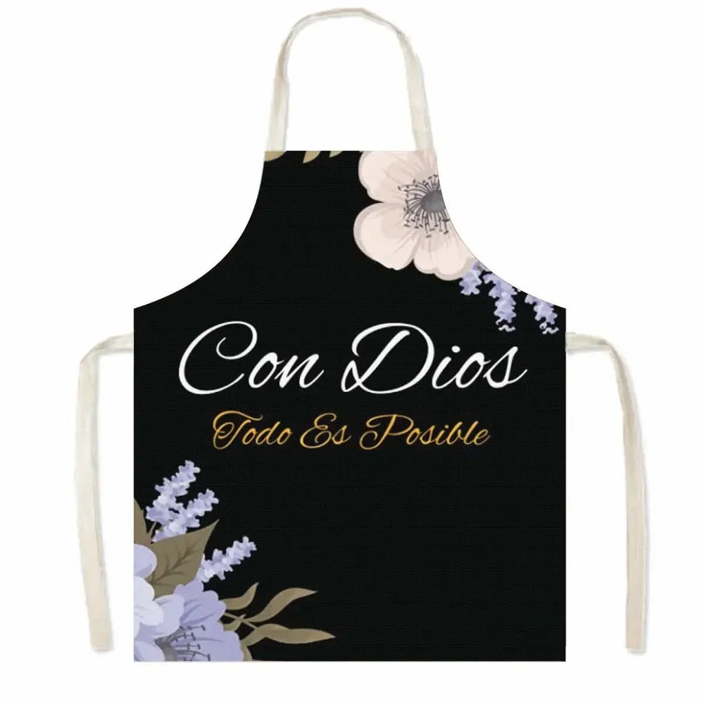 Christian Gift Bible Verse Print Kitchen Apron Women Cooking Apron for Nail Salons BBQ Chef Waiter Home Cleaning Tool Pinafore