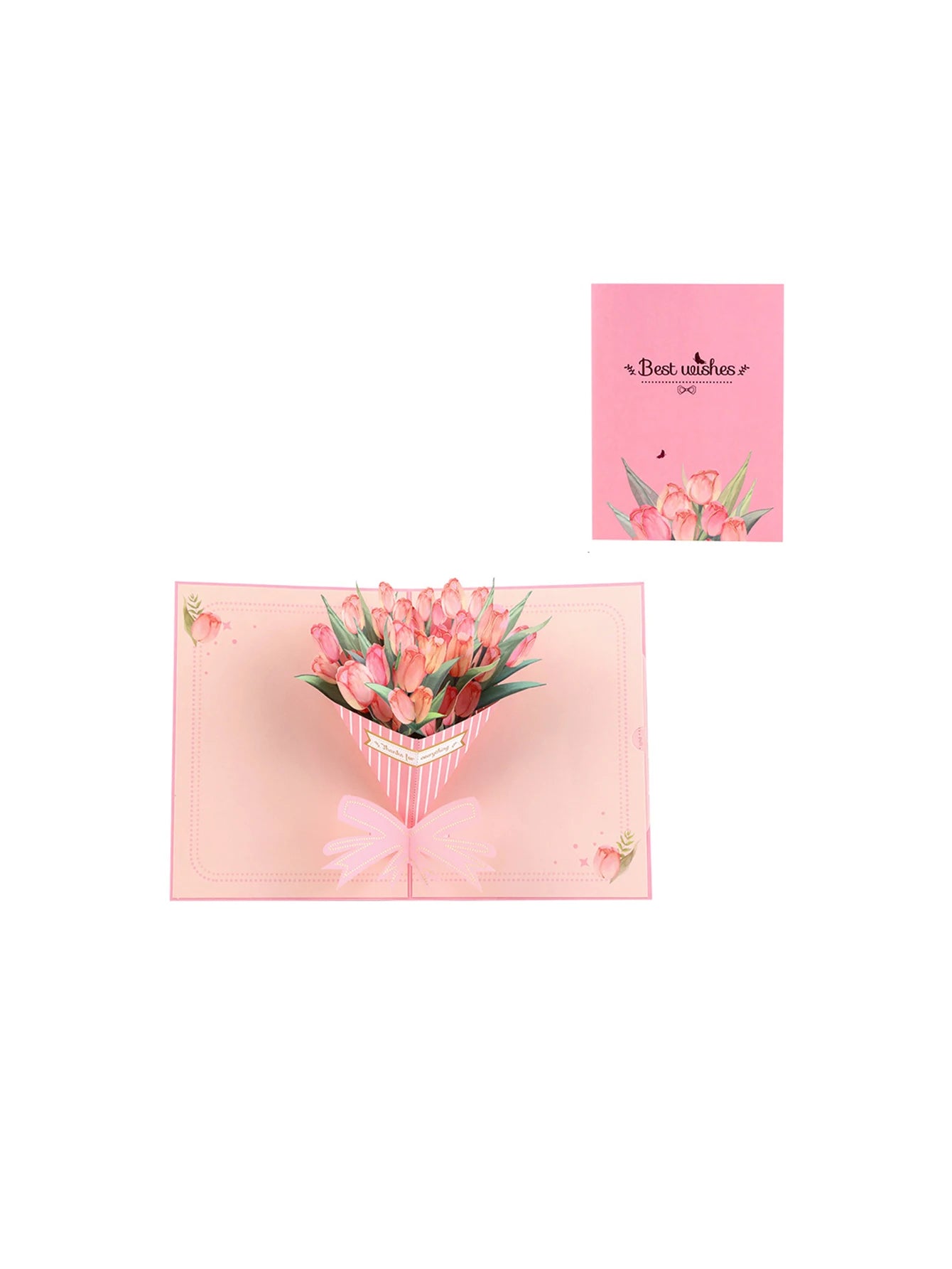 1 Tulip Bouquet Mother's Day Greeting Card, Beautiful Greeting Card Holiday Gift to Expression of Gratitude to Mom (With Envelop