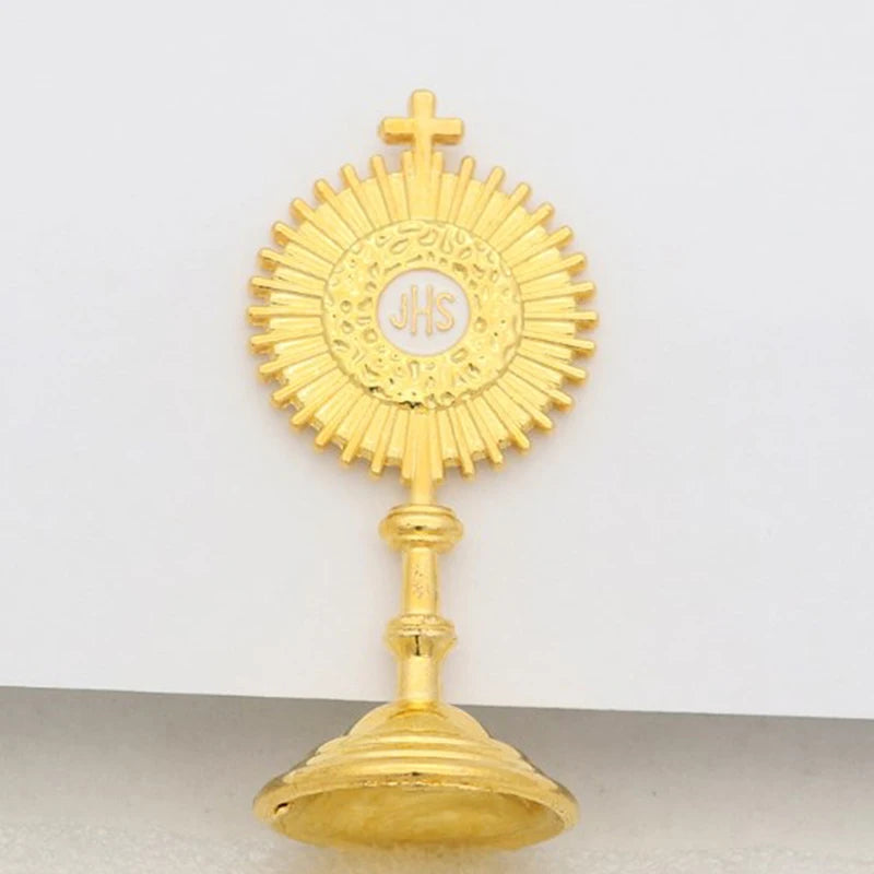 1pc Catholic Christian Communion Statue Gold Jesus Hominum Salvator Home Office Table Decoration Cross Figurine Religion Gift
