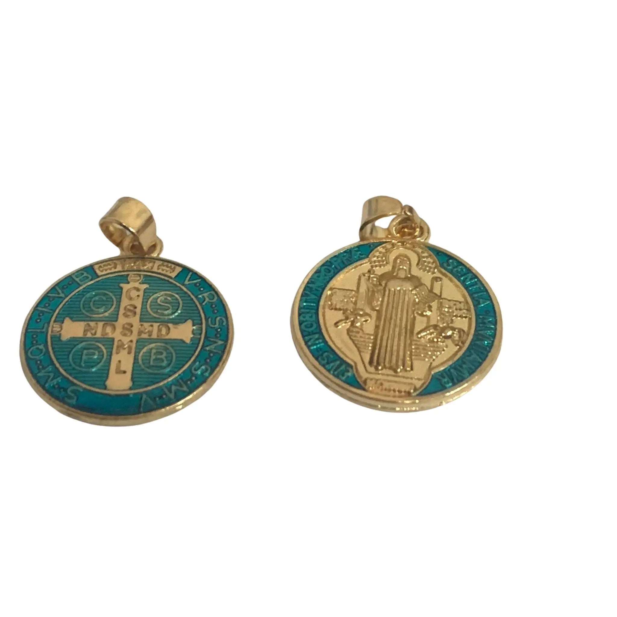 10 Pieces Religious Multicolor Saint Benedict Medal Catholic Gold Plated SB Medal Coin San Benito Gift