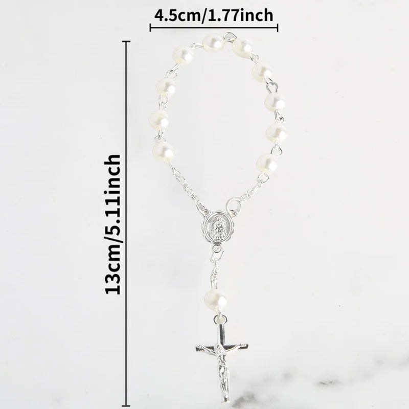 10-100pcs Mini Rosaries Memories for Baptism Catholic Communion Cross Mini Rosary Bracelet Bead for Baptism Favors Christening