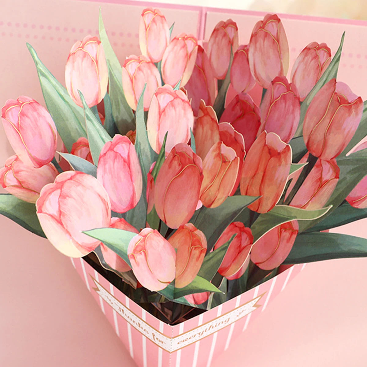 1 Tulip Bouquet Mother's Day Greeting Card, Beautiful Greeting Card Holiday Gift to Expression of Gratitude to Mom (With Envelop