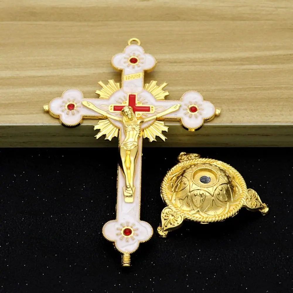 Gold Catholic INRI Budded Wall Crosses Christian Latin Cross Fleuree Prayer Church Decor Hanging Crucifix