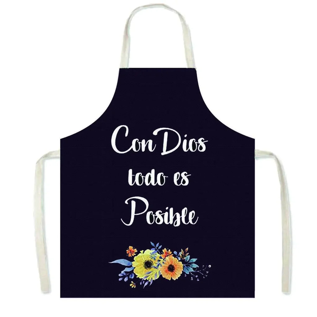 Christian Gift Bible Verse Print Kitchen Apron Women Cooking Apron for Nail Salons BBQ Chef Waiter Home Cleaning Tool Pinafore