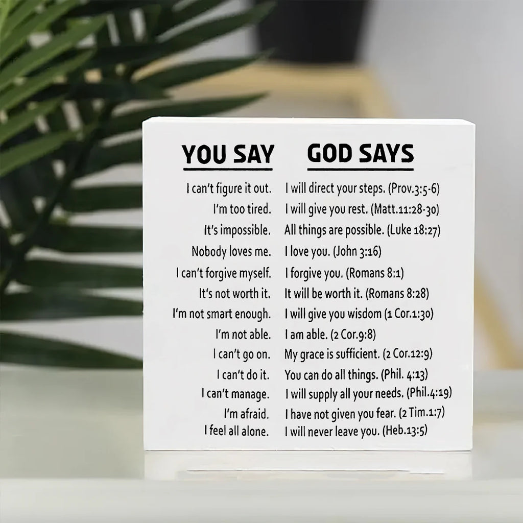 Christian Bible Verse Poster - God Says Scripture Quotes with Bible References - Framed Religious Wall Art Decor - Inspirational