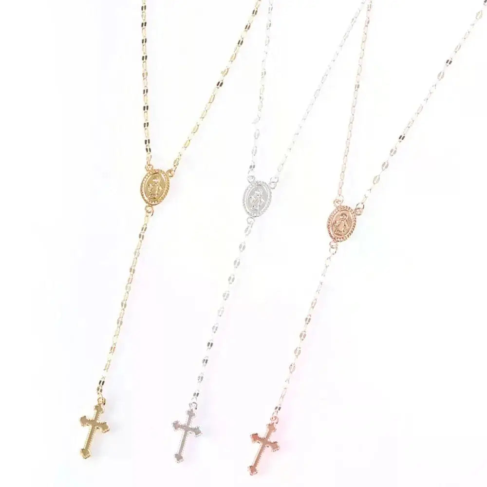 2024 New Fashion Vintage Christian Cross Bohemia Religious Rosary Pendant Necklace for Women Charm Fashion Jewelry Gifts