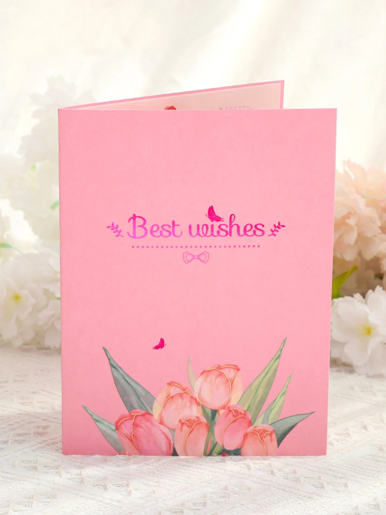 1 Tulip Bouquet Mother's Day Greeting Card, Beautiful Greeting Card Holiday Gift to Expression of Gratitude to Mom (With Envelop