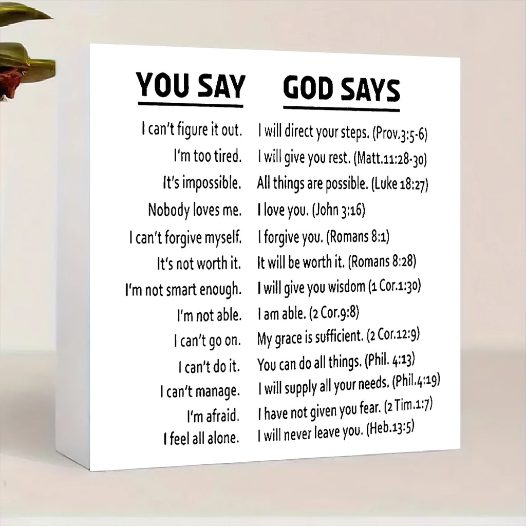 Christian Bible Verse Poster - God Says Scripture Quotes with Bible References - Framed Religious Wall Art Decor - Inspirational