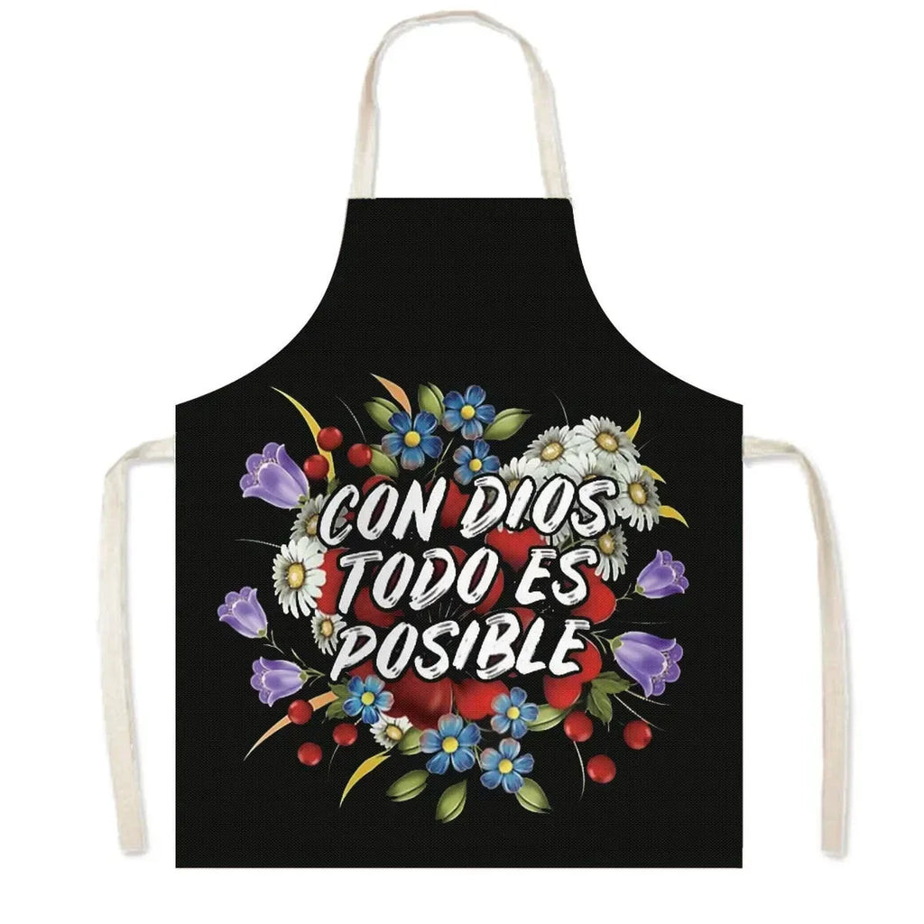 Christian Gift Bible Verse Print Kitchen Apron Women Cooking Apron for Nail Salons BBQ Chef Waiter Home Cleaning Tool Pinafore