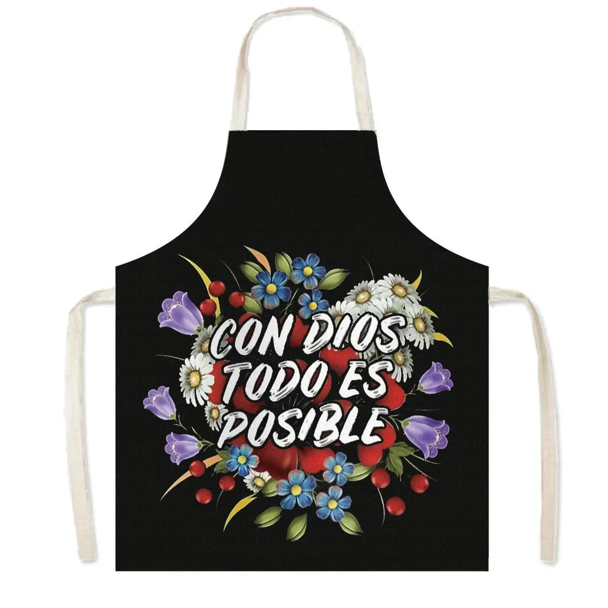 Christian Gift Bible Verse Print Kitchen Apron Women Cooking Apron for Nail Salons BBQ Chef Waiter Home Cleaning Tool Pinafore