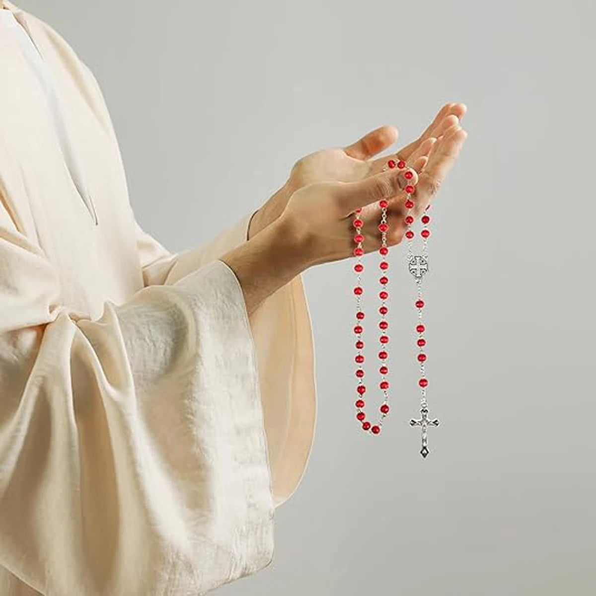 12 Pcs Catholic Rosaries Necklaces Wooden Beads  Religious Rosary Gifts Holy Rosaries with Gift Boxes for Prayer Men Women