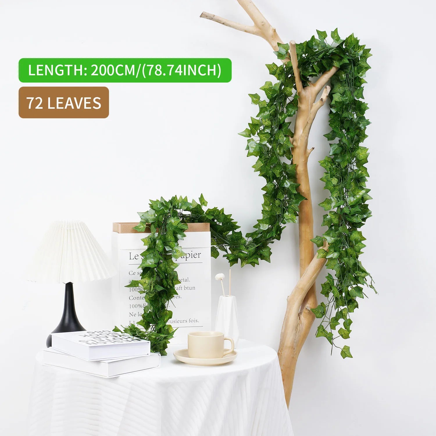 1Pc 200Cm Green Vine Silk Artificial Ivy Hanging Leaf Garland Plant Creeper Leaf Home  Wedding Garden Bathroom Decoration