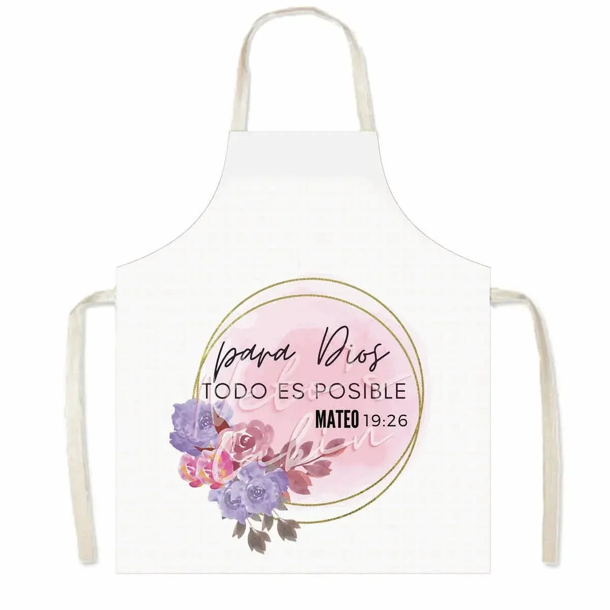 Christian Gift Bible Verse Print Kitchen Apron Women Cooking Apron for Nail Salons BBQ Chef Waiter Home Cleaning Tool Pinafore